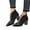 Black, variant on Chenyee Ankle Boots for Women Fashion SnakePattern Pointed Toe V Cutout Slip On High Heel Dress Booties