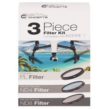 UPC: 0021331927569 | Digital Concepts 3 Filter Kit for Inspire 1 and OSMO Version Zenmuse X3 Gimbal Camera Includes Polarizing Filter ND4 2-Stop ND Filter ND8 3-Stop ND Filter Black