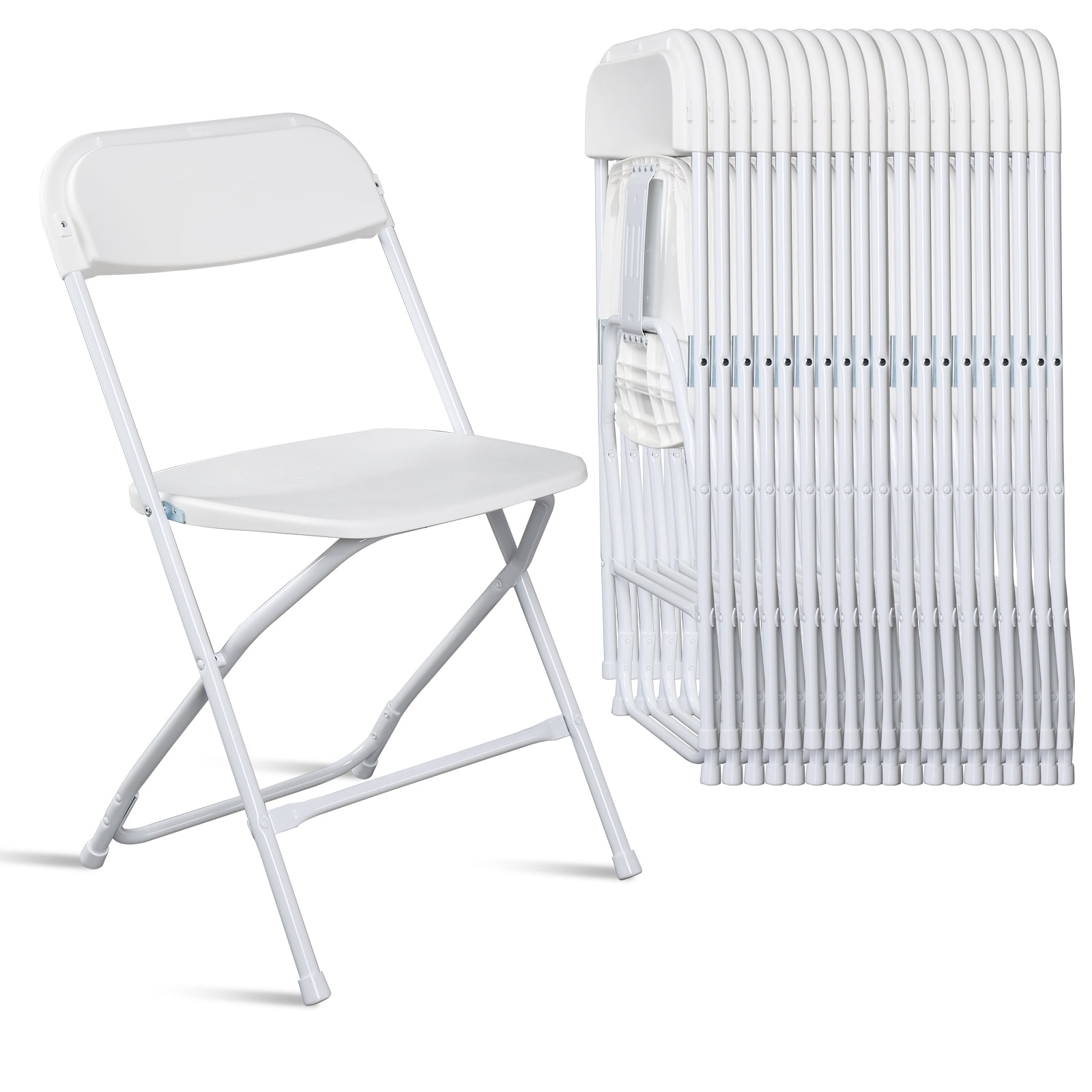 Astoutdoor Plastic Folding Chairs, White, Set of 10, 17.72 x 18.90 x 31.50 in