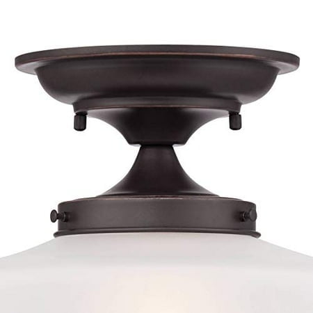 Regency Hill Floating Rustic Farmhouse Ceiling Light Semi Flush-Mount Fixture 12" Wide Bronze Opal White Glass Shade for Bedroom Kitchen Living Room Hallway Dining Bathroom Schoolhouse