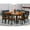 Black and Cherry/Asian Hardwood, variant on East West Furniture Parfait 9-piece Dining Set w/ Slatted Chairs in Black/Cherry