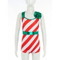 thumbnail image 3 of TTAO Children Kids Girl Christmas Dance Outfit Straps Stripes Print Jumpsuit Mrs Santa Elf Ballet Leotard Red 8, 3 of 7