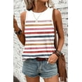 thumbnail image 3 of Women's Red Stripe Rainbow Sleeveless Round Neck Tank Top - Casual Summer Style | [ZhiHiMeRi] | (US 12-14)L, 3 of 12