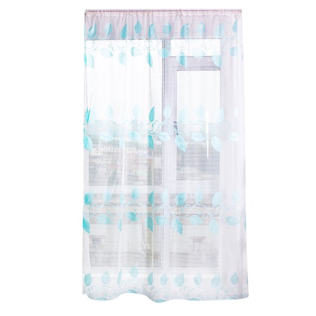 Cortinas de gasa transparente súper suave antimosquitos de estilo Simple, cortinas para ventana, sala de estar, azul