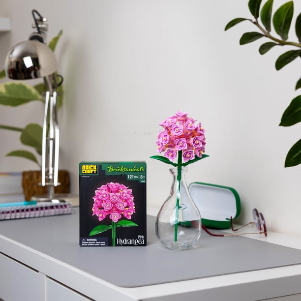 Brickcraft Pink Hydrangea Building Kit, 121-Piece Set, Floral