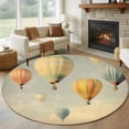 thumbnail image 2 of Vintage Hot Air Balloon Large Area Rugs for Bedroom Living Room, Soft Non Slip Carpet Bedside Rug, Modern Balloon Floating Round Floor Cover Kitchen Accent Rug 7' for Dining Room/Office, 2 of 9