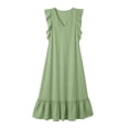 thumbnail image 4 of Bohemian Beach Linen Dress for Women Elegant Summer Boho Maxi Dresses Ruffle Vintage Sundress Holiday Flowy Loose Swing Long Dresses for Evening Night Out Green S, 4 of 6