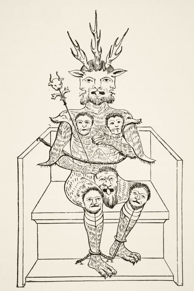 The Prince Of Darkness After A Miniature In 15Th Century Manuscript The Holy Grail From Science And Literature In The Middle Ages By Paul Lacroix Published London 1878 Canvas Art - Ken Welsh Design P