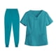 thumbnail image 5 of Conjunto médico para mujer, cuello en V, transpirable, clásico, con bolsillos, duradero y cómodo. lago azul, 5 of 9