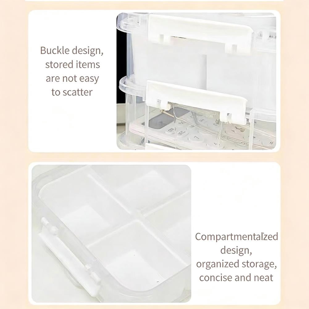4-Tier Clear Plastic Stackable Storage Organizer with Handle, Portable Craft Supply Box for Beads Jewelry Sewing Tools, Stackable Drawer Container for Home Office Travel