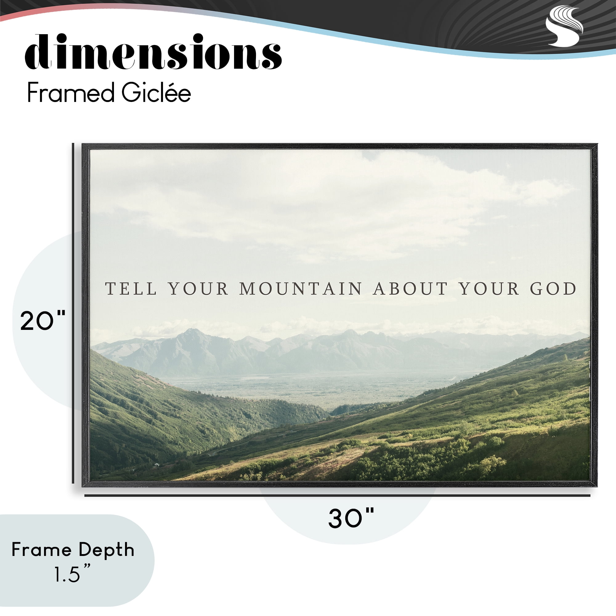 Stupell Industries Tell Your Mountain About God Black Framed Giclee Art, design by Kali Wilson