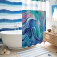 thumbnail image 5 of No Hook Shower Curtain, Blue Pink Ombre Shower Curtains for Bathroom with See Through Top Window, Modern Abstract Art Waterproof & Washable Bath Curtain Stand Up Stall 36"x72", 5 of 9