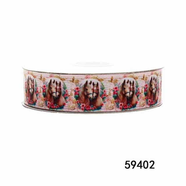 10Yards Rubans en Tissu Animal Imprimé Cheval Rabbit Dessin Animé Gros-Grain pour Nœuds Accessoires de Couture Jiayi