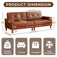 thumbnail image 4 of 94.5-inch Tufted Leather Sofa with Deep Seat, Mid Century Modern Brown Sectional Couch, 3-Seater Upholstered Couches with Square Arms and Solid Wooden Legs for Living Room Home Office, 4 of 11