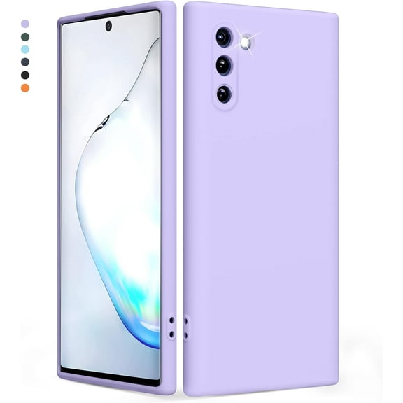 for Galaxy Note 10 Case, Soft Touch Silicone Case with Microfiber Lining Cushion Slim Shockproof Protective Cover 6.3 in for Samsung Galaxy Note 10, Light Purple