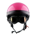 thumbnail image 2 of 1Storm Motorcycle Half Face Helmet HKY205V Mopeds Scooter Pilot with retractable Inner Smoked Visor, Glossy Pink + T008 Black Tinted Goggle Bundle, 2 of 9