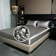 thumbnail image 2 of Popular! Satin Solid Color Fitted Sheet Silk Feel Cool Imitation Silk Mattress Protective Cover Clearance, 2 of 5