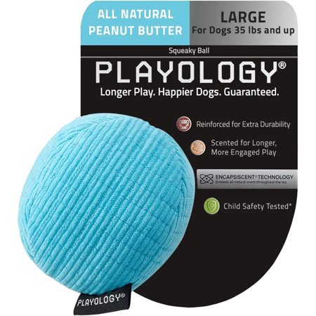 UPC: 0810045330945 | Playology Plush Squeaky Ball Dog Toy for Moderate Chewers  Peanut Butter Large
