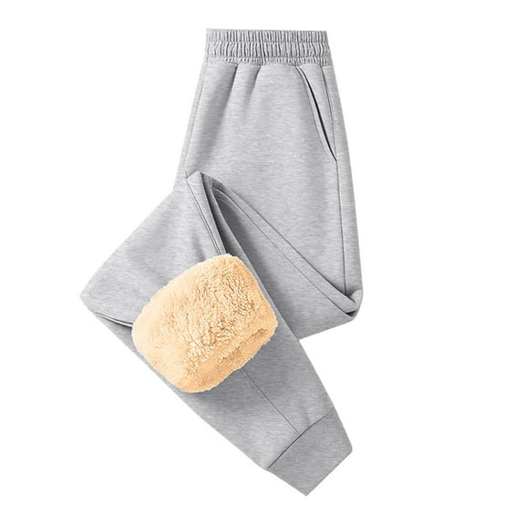 Coerni Girls Boys Plush Sports Long Pants Solid Color Fleece Thick Elastic Waistband Foot Binding Pants High Waist Joggers Trousers