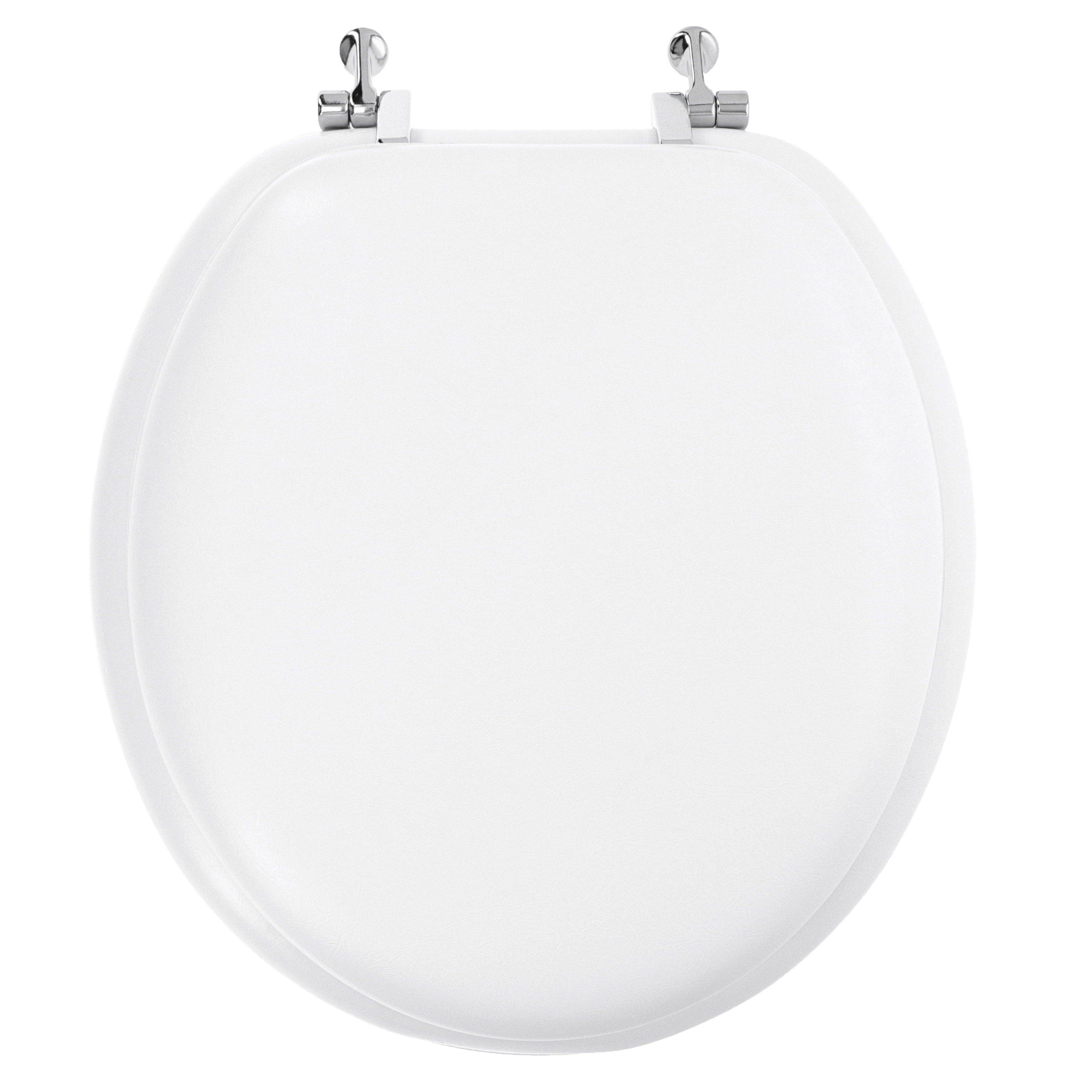 Mainstays Round Memory Foam Toilet Seat with Chrome Hinges, White