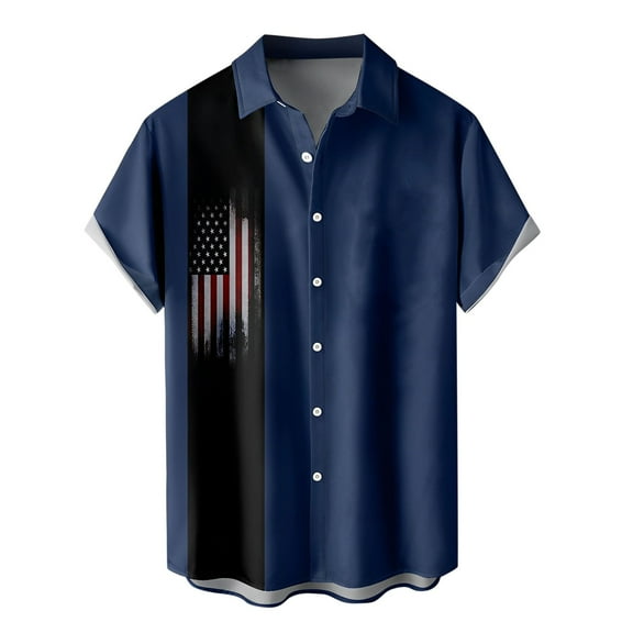 Ierhent Mens Patriotic T-Shirts Golf Polos for Men Funny Moisture Wicking Golf Shirts Performance Quick-Dry Polo Shirts Short Sleeve Blue,XL