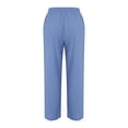 thumbnail image 4 of DuoJiaJ Womens Casual Soild Color Loose Elastic Waist Drawstring Button Casual Pants Casual Pants Women's Wide Leg Pants Blue M, 4 of 4