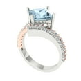 thumbnail image 2 of 2.3075 ct Princess Cut Natural Aquamarine Solitaire with Simulated Diamond Accents 18K White/Rose Gold Womens Engagement Ring, 2 of 5