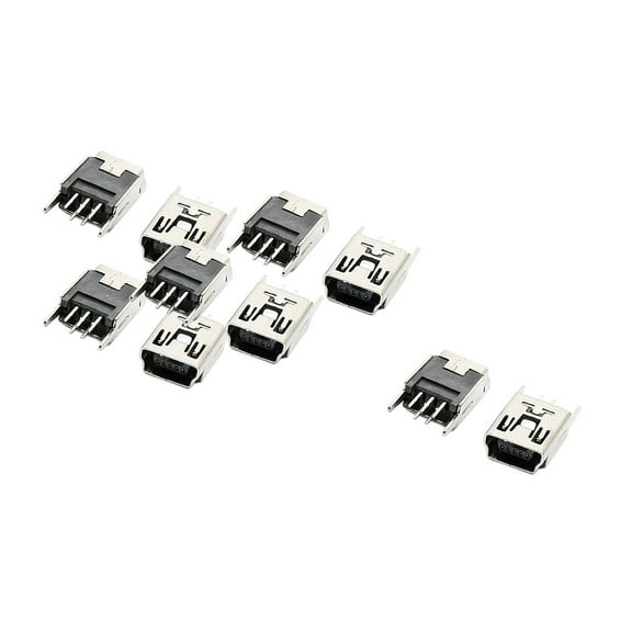 Unique Bargains 5 Pins USB Socket 180 Degree DIP Type MP3 MP4 MP5 Connector 10 Pcs