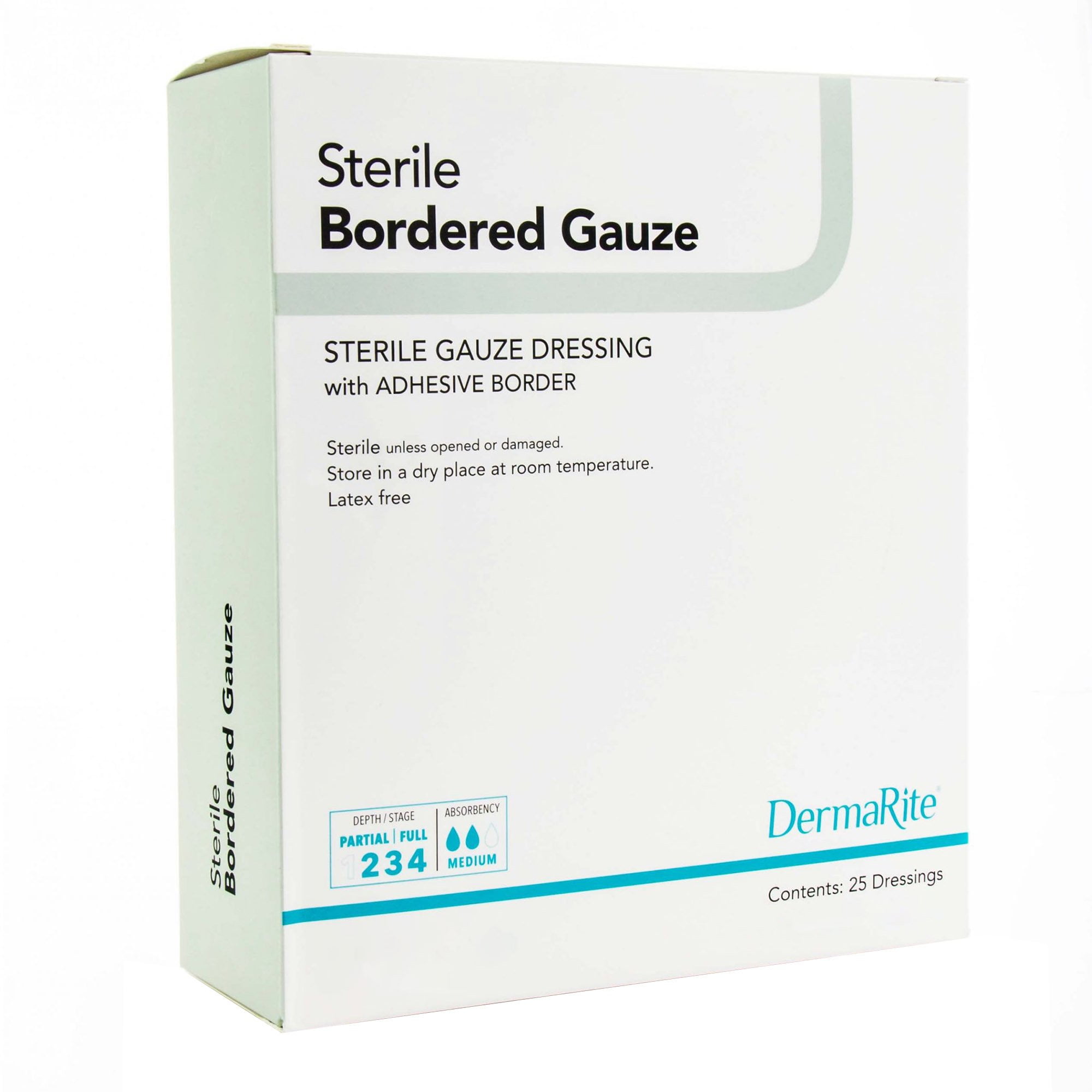 DermaRite Bordered Gauze White Gauze Adhesive Dressing Sterile 4 x 5' 25 per Box