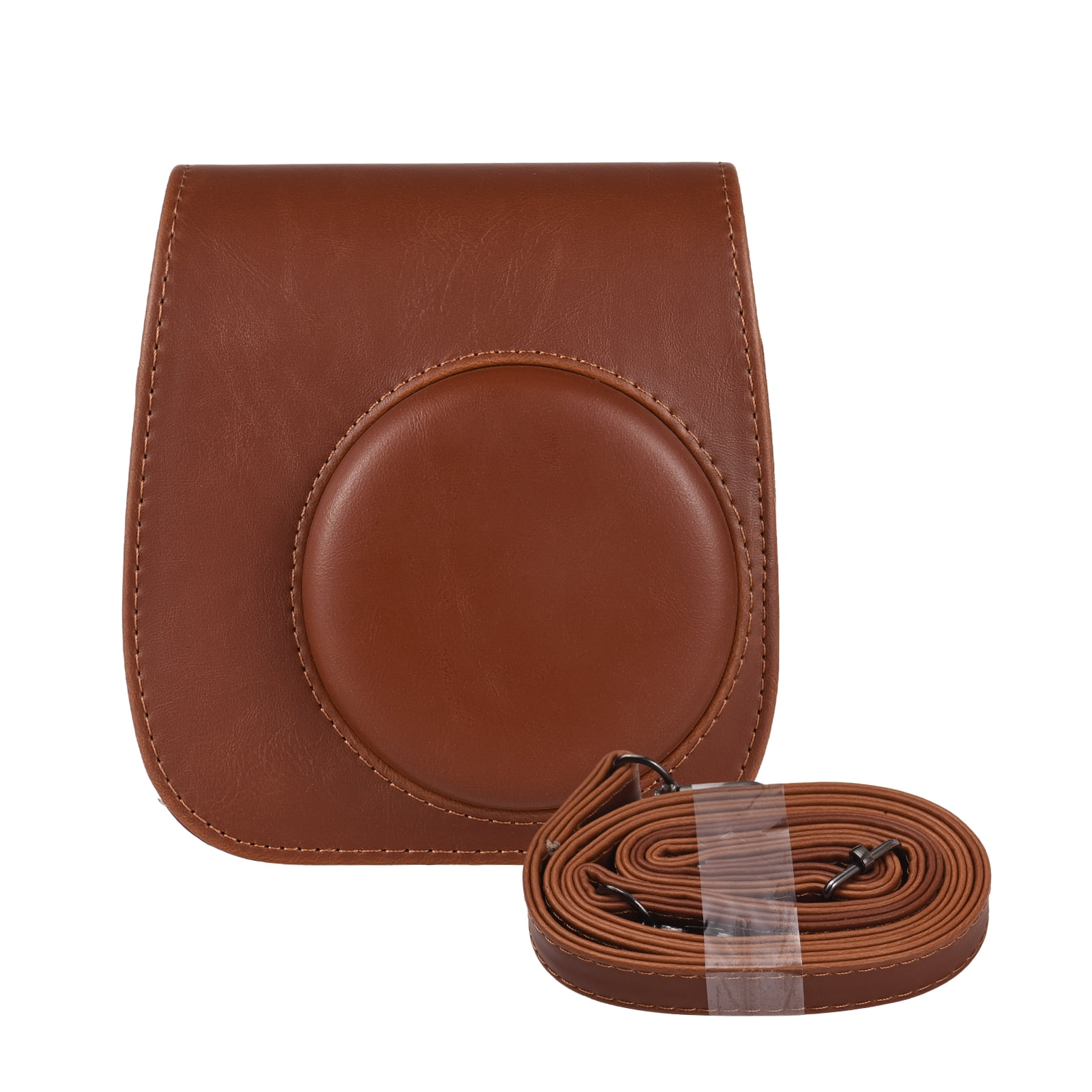 Étui Appareil Photo Instax Mini 8 9 11 - Sacoche PU Cuir Marron Avec Bandoulière Réglable