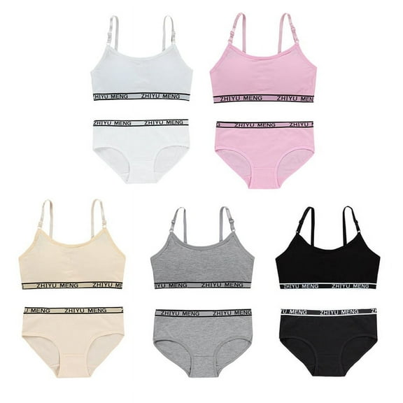 Girls' Training Bra Set – 10 Piece Cotton Cami Bralette and Briefs Underwear