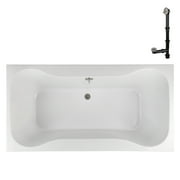 Streamline N-4460-766-BNK 60 in. x 32 in. Acrylic Soaking Drop-In Bathtub in Glossy White, With External Drain in Brushed Nickel