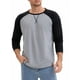 thumbnail image 5 of Camiseta de manga larga para hombre inspirada, color bloque, estilo casual, raglán, color gris, 5 of 6