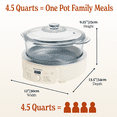 thumbnail image 6 of 4.5 Quart Cream White Glass Claypot Multi-Cooker, Programmable Round Slow Cooker with Removable Glass Pot, 6 of 8