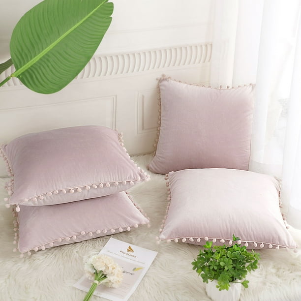Pale pink velvet cushions hotsell