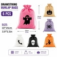 thumbnail image 3 of Cififendec 6Pcs Halloween Burlap Drawstring Gift Bags, 5.5"×3.9", Portable Pouches for Party Candy Favors Small Item Storage, Holiday Treat Packaging, 3 of 7