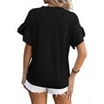 thumbnail image 6 of SLADYGLO Women Round Neck Ruffle Short Sleeve Texture T-Shirt, 6 of 7