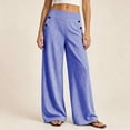 thumbnail image 5 of KIHOUT Womens Striped Waist Wide Leg Pants High Rise Elastic Back Casual Loose Fit Straight Leg Trousers with Pockets Daily Wear, 5 of 7