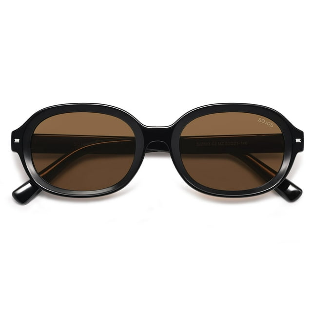 Lentes de sol SOJOS Retro Ovalados Redondos Polarizados SJ2603 Negro/Marrón