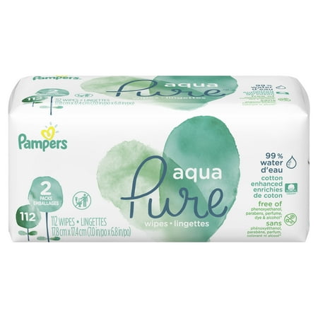 Pampers Aqua Pure Sensitive Baby Wipes 2X Pop-Top 112 Count