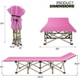 thumbnail image 2 of VibrantEcho 75" Camping Cot for Adults, Folding Sleeping Cot, Lightweight Portable for Outdoor Camping with Detachable Pillow and Side Pocket for Travel Home Office Picnic, Supports 360 lbs, Pink, 2 of 11