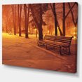 thumbnail image 2 of Snow Covered Benches in Evening - Landscape Canvas Art Print, 2 of 4