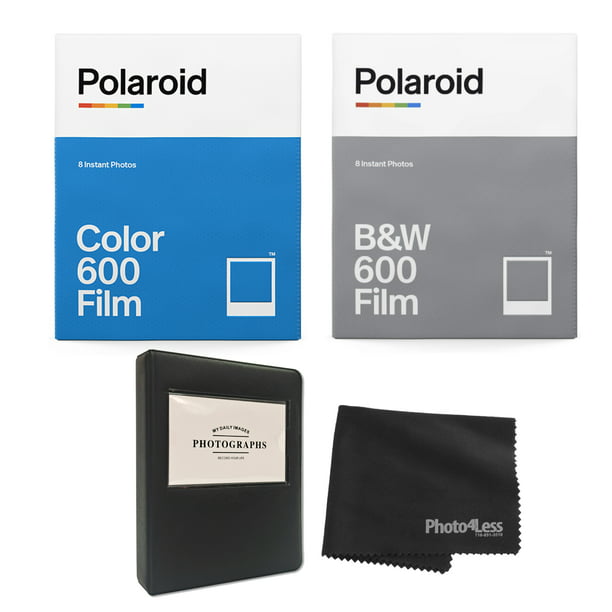 speling passie regio Polaroid Black & White Instant Film for 600 (8 Exposures) + Polaroid Color  Instant Film for 600+ Album + Cloth - Walmart.com