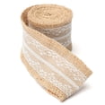 thumbnail image 2 of Decorative Burlap Fabric Ribbons Jute Roll with Lace for Craft Gift DIY Projects 200x5cm (A), 2 of 8
