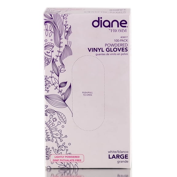 Size : Large , Diane Powdered Vinyl Gloves , Hair Scalp - Pack of 3 w/ SLEEKSHOP Teasing Comb