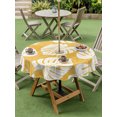 thumbnail image 5 of Outdoor Tablecloth with Umbrella Hole Zipper Monstera Foliage Round Tablecloth 54" Waterproof Outside Table Cloth Retro Rustic Botanical Summer Yellow Patio Table Cover Tablecloths for Picnic Party, 5 of 8
