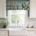 thumbnail image 3 of Daisy Flower Rod Pocket Curtain Valance, Vintage Horseshoes Farmhouse Wooden Grain Teal Farmhouse Window Valance for Living Room, Bedroom, Kitchen 54"W x 18"L, 3 of 9