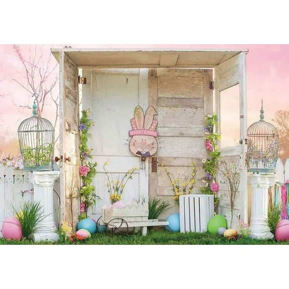 Spring Easter Backdrop Garden Grass Flowers Kid Newborn Background Wooden Board Baby Shower Party r Banner Photo Booth Props