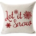 thumbnail image 3 of Set of 4 Throw Pillow Cover Christmas Beige Shadow Let It Snow Snowflakes Red Cotton Linen Throw Pillow Case Cushion Cover for Sofa Bed Couch Home Decor Square 18 X 18 Inches(Blood Red), 3 of 5