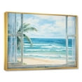 thumbnail image 3 of Designart "Tranquility by the Beach Window Views III" Oversized Coastal Framed Wall Art - Coastal Blue Coastal Windows Hallway Framed Wall Art Decor, 3 of 7